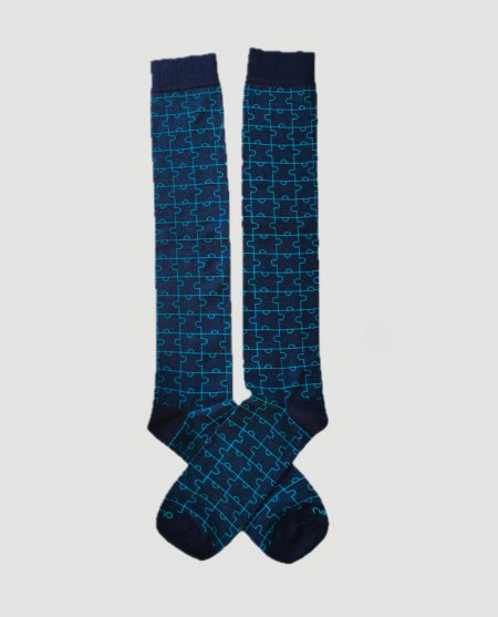Calzini Puzzle Ferni uomo cotone blu/turchese
