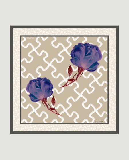 Carrè seta Puzzle Bidi Rose ardesia